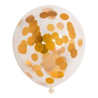Globos Confetti ballonnen papieren confetti metallic goud 30cm, 6st.