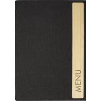 Sigel SM221 Menumap Bambus DIN A5 1 stuk(s) Incl. 2 dubbele transparante hoezen voor 8 paginas, Rubberen binding Donkergrijs, Beige