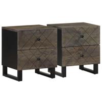 Nachtkastjes 2 st 40x33x46 cm massief mangohout zwart