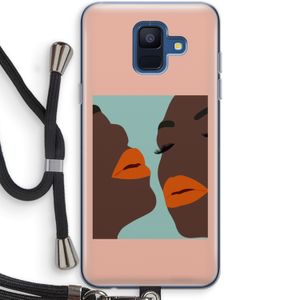 Orange lips: Samsung Galaxy A6 (2018) Transparant Hoesje met koord