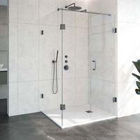 Brauer JC profielloze douchecabine 120x100cm 3-delig gunmetal geborsteld - thumbnail