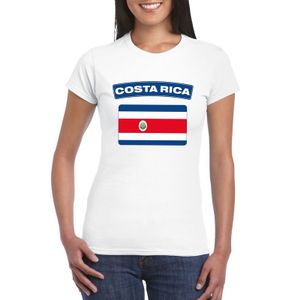 T-shirt met Costa Ricaanse vlag wit dames