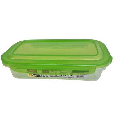 Vershoudbakje - transparant/groen - 0,5 liter - 19 x 11 x 5 cm - plastic - vershouddoos