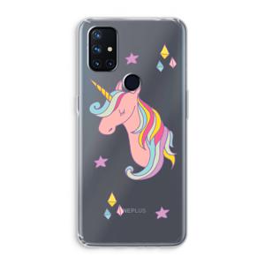 Roze eenhoorn: OnePlus Nord N10 5G Transparant Hoesje