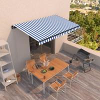 Luifel handmatig uittrekbaar 400x350 cm blauw en wit