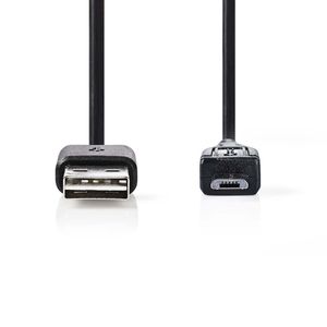 Nedis CCGP60570BK02 USB-kabel 0,2 m USB 2.0 USB A Micro-USB B Zwart