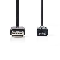 Nedis CCGP60570BK02 USB-kabel 0,2 m USB 2.0 USB A Micro-USB B Zwart - thumbnail