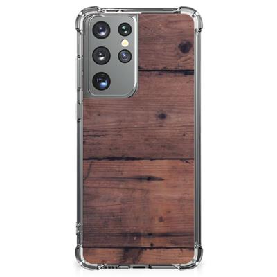 Samsung Galaxy S21 Ultra Stevig Telefoonhoesje Old Wood Samsung Galaxy S21 Ultra Stevig Telefoonhoesje Old Wood