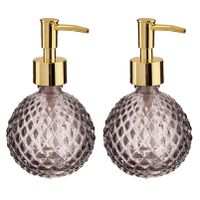 2x stuks zeeppompjes/zeepdispensers rose goud rond glas 200 ml