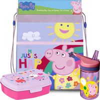 Peppa Pig lunchbox set voor kinderen - 3-delig - lila - incl. gymtas/schooltas - thumbnail