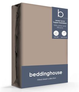 Beddinghouse Jersey-Lycra Topper Hoeslaken Taupe-180/200 x 200/220 cm