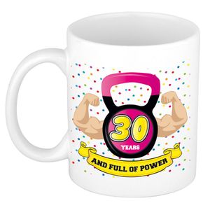 Verjaardag cadeau mok 30 jaar - roze - spieren - 300 ml - keramiek