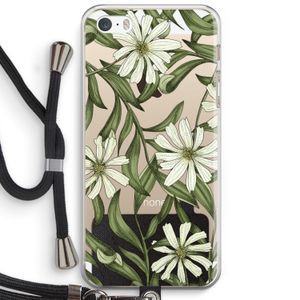 Wit bloemenpatroon: iPhone 5 / 5S / SE Transparant Hoesje met koord