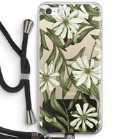 Wit bloemenpatroon: iPhone 5 / 5S / SE Transparant Hoesje met koord