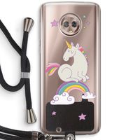 Regenboog eenhoorn: Motorola Moto G6 Transparant Hoesje met koord