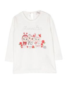 Monnalisa t-shirt à logo strassé - Blanc