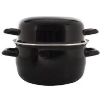 Mosselpan/mosselpot emaille zwart 24 cm   -