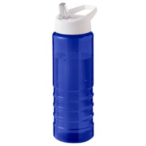 Sport bidon Hi-eco gerecycled kunststof - drinkfles/waterfles - blauw/wit - 750 ml