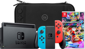 Nintendo Switch Rood/Blauw + Mario Kart 8 Deluxe + BlueBuilt Beschermhoes