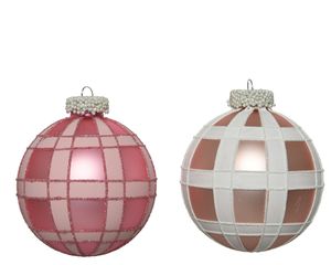 Kerstbal glas d8cm roze a2 - KSD