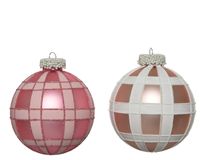 Kerstbal glas d8cm roze a2 - KSD - thumbnail