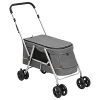 Hondenwagen inklapbaar 100x49x96 cm linnenstof grijs