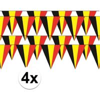 Belgie vlaggenlijn - 4x - slinger - landen - 5 meter - puntvlaggetjes - plastic