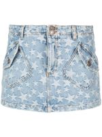 ERL star-print washed-denim mini skirt - Bleu