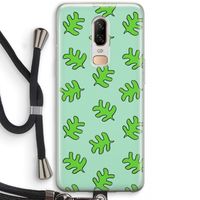 Groene blaadjes: OnePlus 6 Transparant Hoesje met koord