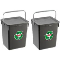 Plasticforte Opbergbox - 2x stuks - kunststof - met deksel - grijs - 5 L