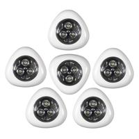 LED Druklampjes set van 6x - wit - touch - zelfklevend