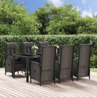 7-delige Tuinset met kussens poly rattan zwart en grijs 7-delige Tuinset met kussens poly rattan zwart en grijs