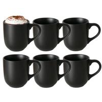 Koffiemokken Paris - 6x stuks - Keramiek - pastel zwart - 300 ml - 8 x 10 cm Koffiemokken Paris - 6x stuks - Keramiek - pastel zwart - 300 ml - 8 x 10 cm