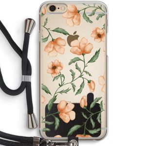 Peachy flowers: iPhone 6 / 6S Transparant Hoesje met koord