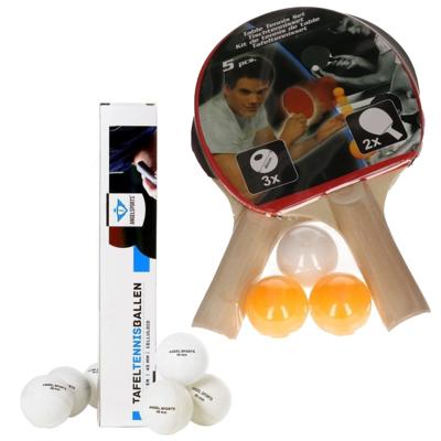 Tafeltennis of ping pong setje - van 2 batjes - en 9x tafeltennis balletjes