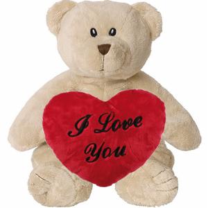 Valentijn Love cadeau set - Knuffelbeer met rood Love you hartje 10 cm