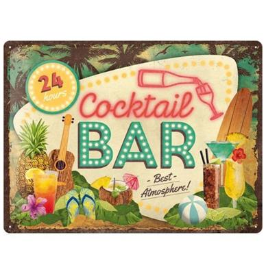 Cocktail Bar Best Atmosphere Retro Metalen Bord 30 x 40 cm