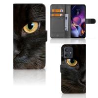 Motorola Moto G54 | Telefoonhoesje | Met pasjeshouder | Zwarte Kat