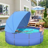 Outsunny Zonnescherm voor zwembaden, eenvoudig in te stellen, instelbare positie, UV-bescherming, blauw, 3 x 1,5 x 1,2 m