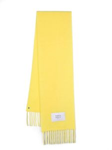 Maison Kitsuné écharpe en laine mélangée à franges - Jaune