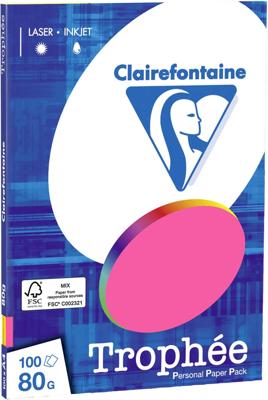 4 Fluor kleuren A4 papier 80g 4x25vel Clairefontaine Trophée