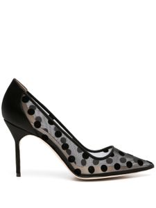 Manolo Blahnik escarpins en mesh à pois 90 mm - Noir