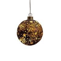 Led bal glas sterren dia. 10 cm donkerbruin/goud Anna's Collection - Annas collection