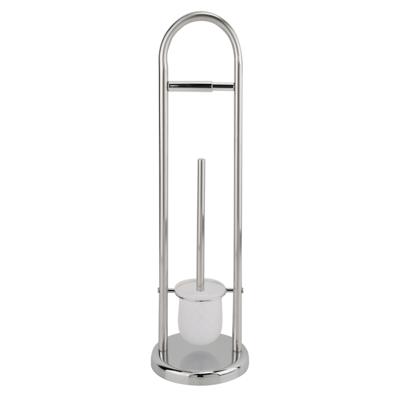 Toiletrol en wc-borstel houder - 66 cm - RVS - badkamer - toilet - zilver kleurig