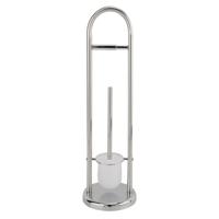 Toiletrol en wc-borstel houder - 66 cm - RVS - badkamer - toilet - zilver kleurig