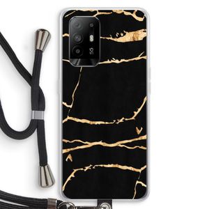 Gouden marmer: Oppo A94 5G Transparant Hoesje met koord