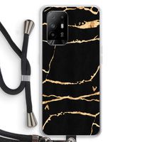 Gouden marmer: Oppo A94 5G Transparant Hoesje met koord