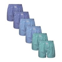 Zaccini 6-pack woven boxershorts - navy/lichtblauw/groen