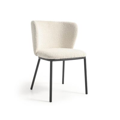 Kave Home Ciselia eetkamerstoel bouclé Wit