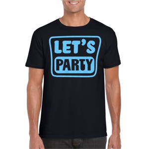 Bellatio Decorations Verkleed shirt voor heren - lets party - zwart - glitter - carnaval/themafeest 2XL  -